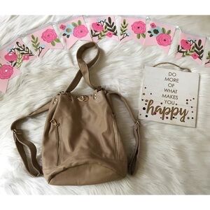 EUC 2 in One Butter Tan Backpack Top Handle Purse​​​​​